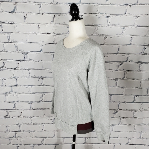 The North Face Heather Gray Sweatshirt with Burgundy Trim - Picture 2 of 8